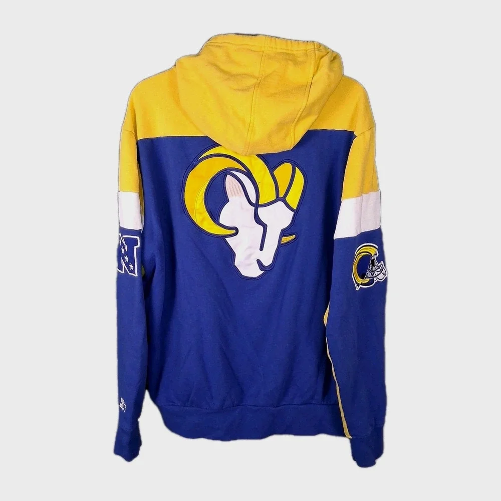 Starter Los Angeles Rams Zip Up Graphic Hoodie Men's Size XL Blue NFL Football